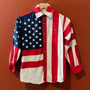 Scully Boy’s American Flag Patriotic Rodeo Button‎ Down Long Sleeve Shirt